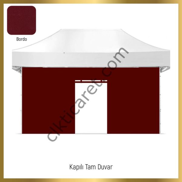 CLK 3x6 Katlanabilir Tente Gazebo Portatif Çadır 30 mm 3 Yan Kapalı 1 Kapılı Lacivert