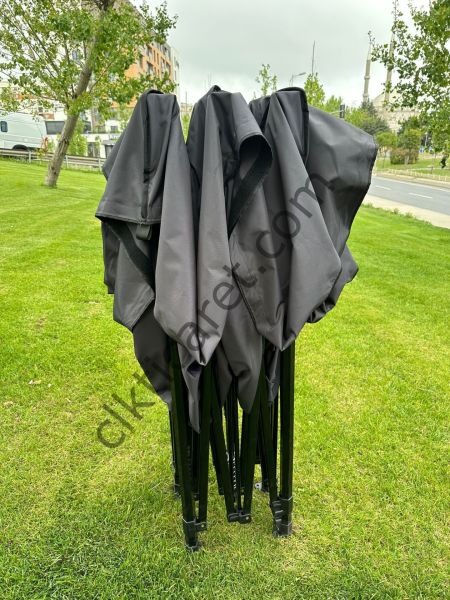 CLK 3x3 Gazebo 30 mm Porfil Bungalow Dekoratif Garden Model Sineklikli Perde Katlanır Portatif Bahçe Çadır Tente Çardak Haki Askeri Yeşil