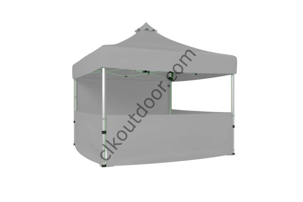 CLK 3x3 Metre Kısa Bagaj Boy 115 cm Katlanabilir Gazebo Çadır 3 Yan Yarım 1 Tam Perdeli Stand Çadırı Açık Gri