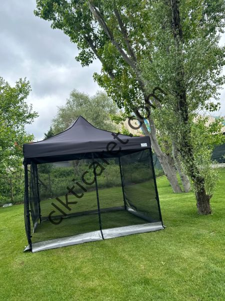 CLK 3x3 40 mm Dekoratif Gazebo Çadır Bungalow Garden Model Sineklikli Perde Katlanır Portatif Bahçe Çadır Tente Çardak Bordo