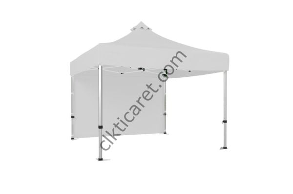 CLK 5x5 52mm Kalın Alüminyum Katlanabilir Tente Gazebo Çadır 1 Kenar Kapalı Beyaz