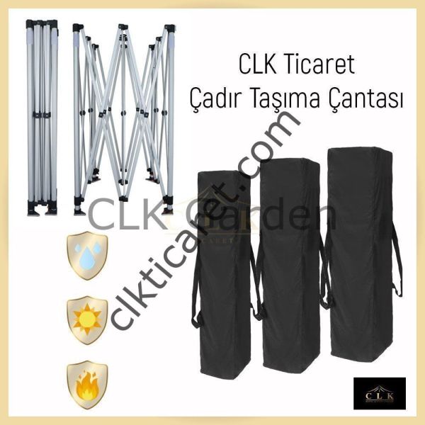 CLK 3x3 52mm Kalın Alüminyum Katlanabilir Tente Gazebo Çadır 4 Yan Kapalı 1 Kapılı Çadır Krem