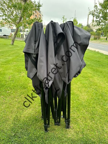 CLK 3x3 40 mm Dekoratif Gazebo Çadır Bungalow Garden Model Sineklikli Perde Katlanır Portatif Bahçe Çadır Tente Çardak Turuncu