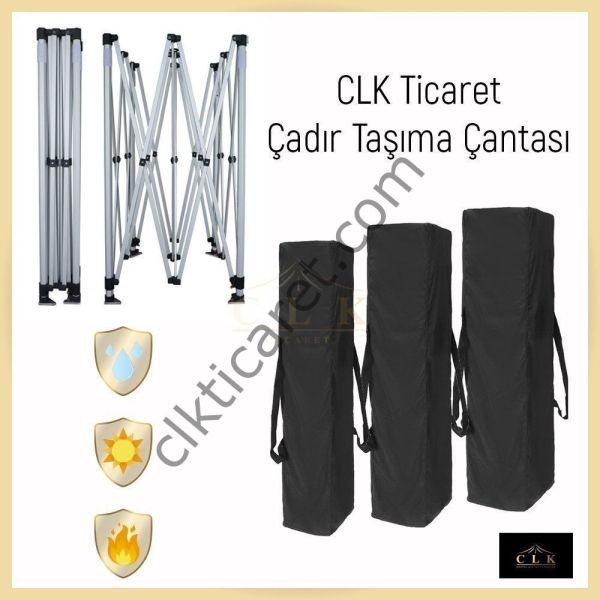 CLK 3x3 52mm Kalın Alüminyum Katlanabilir Tente Gazebo Çadır 4 Yan Kapalı 1 Kapılı Çadır Kırmızı