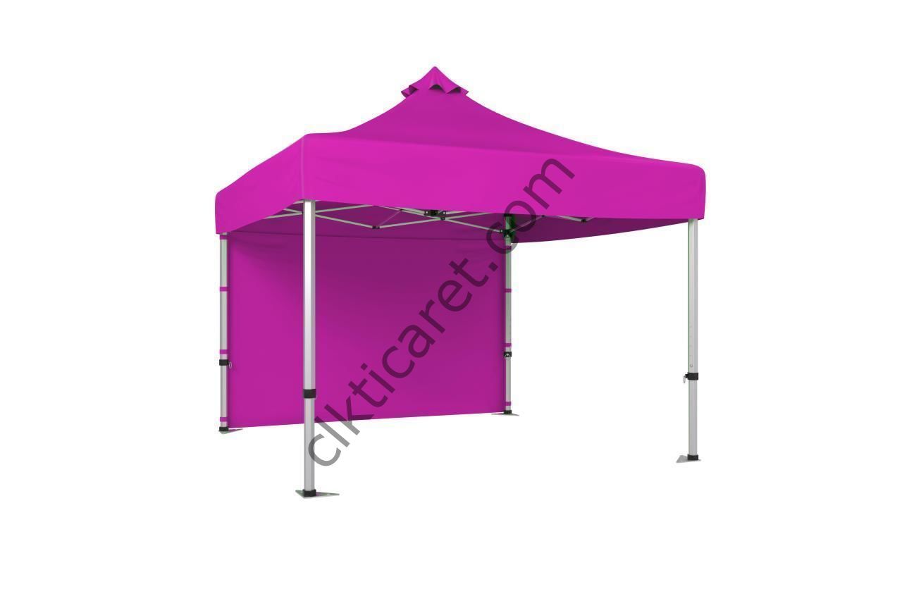 CLK 5x5 52mm Kalın Alüminyum Katlanabilir Tente Gazebo Çadır 1 Kenar Kapalı Pembe