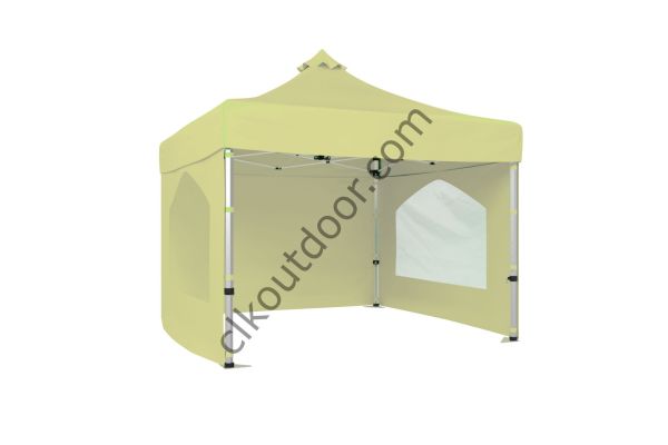 CLK 3x3 Metre Kısa Bagaj Boy 115 cm Katlanabilir Gazebo Çadır 3 Yan Kapalı 2 Pencereli Krem