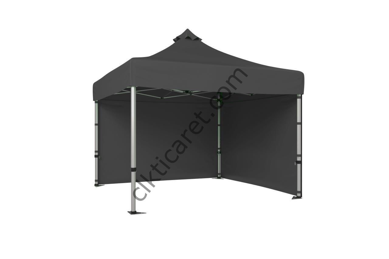CLK 5x5 52mm Kalın Alüminyum Katlanabilir Tente Gazebo Çadır 2 Kenar Kapalı Gri