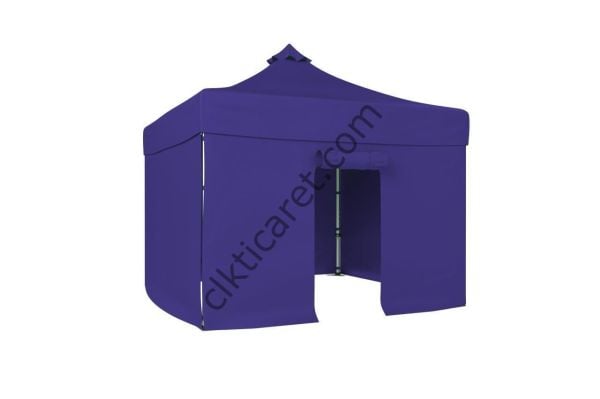 CLK 3x3 40mm Alüminyum Katlanabilir Tente Gazebo Çadır 4 Yan Kapalı 1 Kapılı Çadır Lacivert