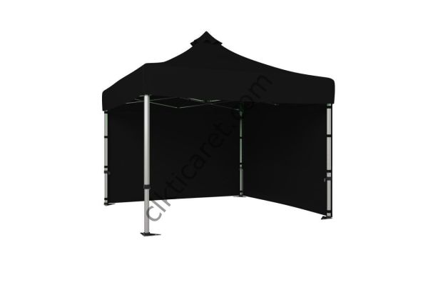 CLK 5x5 52mm Kalın Alüminyum Katlanabilir Tente Gazebo Çadır 2 Kenar Kapalı Siyah