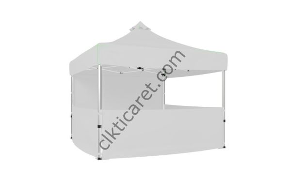 CLK 3x3 52mm Kalın Alüminyum Katlanabilir Tente Gazebo Çadır 4 Yan Kapalı 3 Yarım Duvarlı Çadır Beyaz
