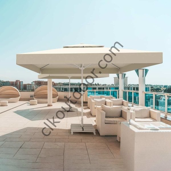 CLK 3,5x3,5 Metre Bacalı Mega Q60 Şemsiye Bahçe Cafe Havuz Otel Restorant Şemsiyeleri Siyah - İstemiyorum