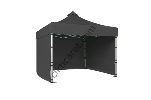 CLK 5x5 52mm Kalın Alüminyum Katlanabilir Tente Gazebo Çadır 3 Kenar Kapalı Gri