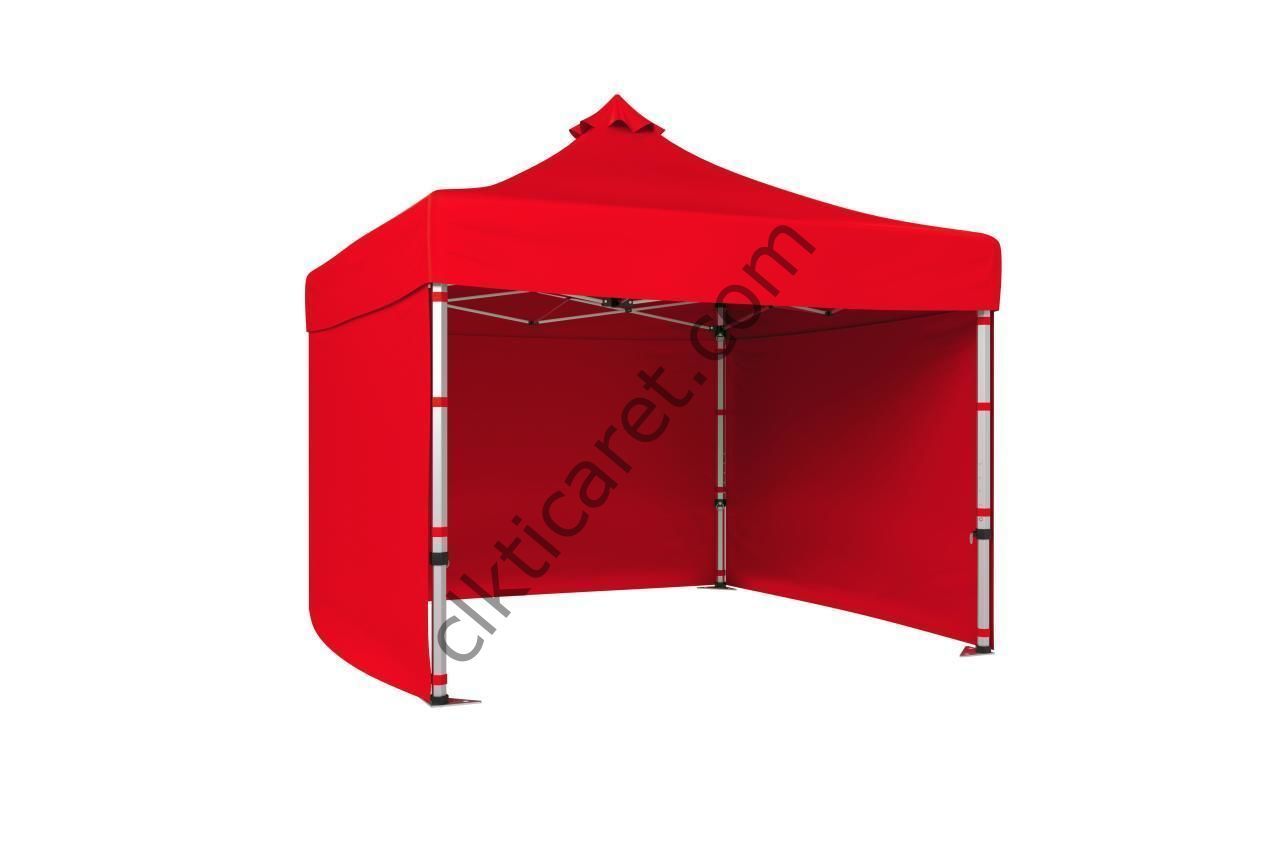 CLK 5x5 52mm Kalın Alüminyum Katlanabilir Tente Gazebo Çadır 3 Kenar Kapalı Kırmızı