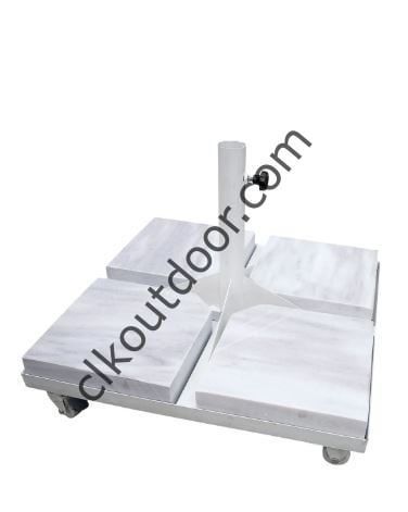 CLK 3,5x3,5 Metre Bacalı Mega Q60 Şemsiye Bahçe Cafe Havuz Otel Restorant Şemsiyeleri Bej - Metal Hareketli Ayak 4 Mermerli (70x70cm 120 kg)