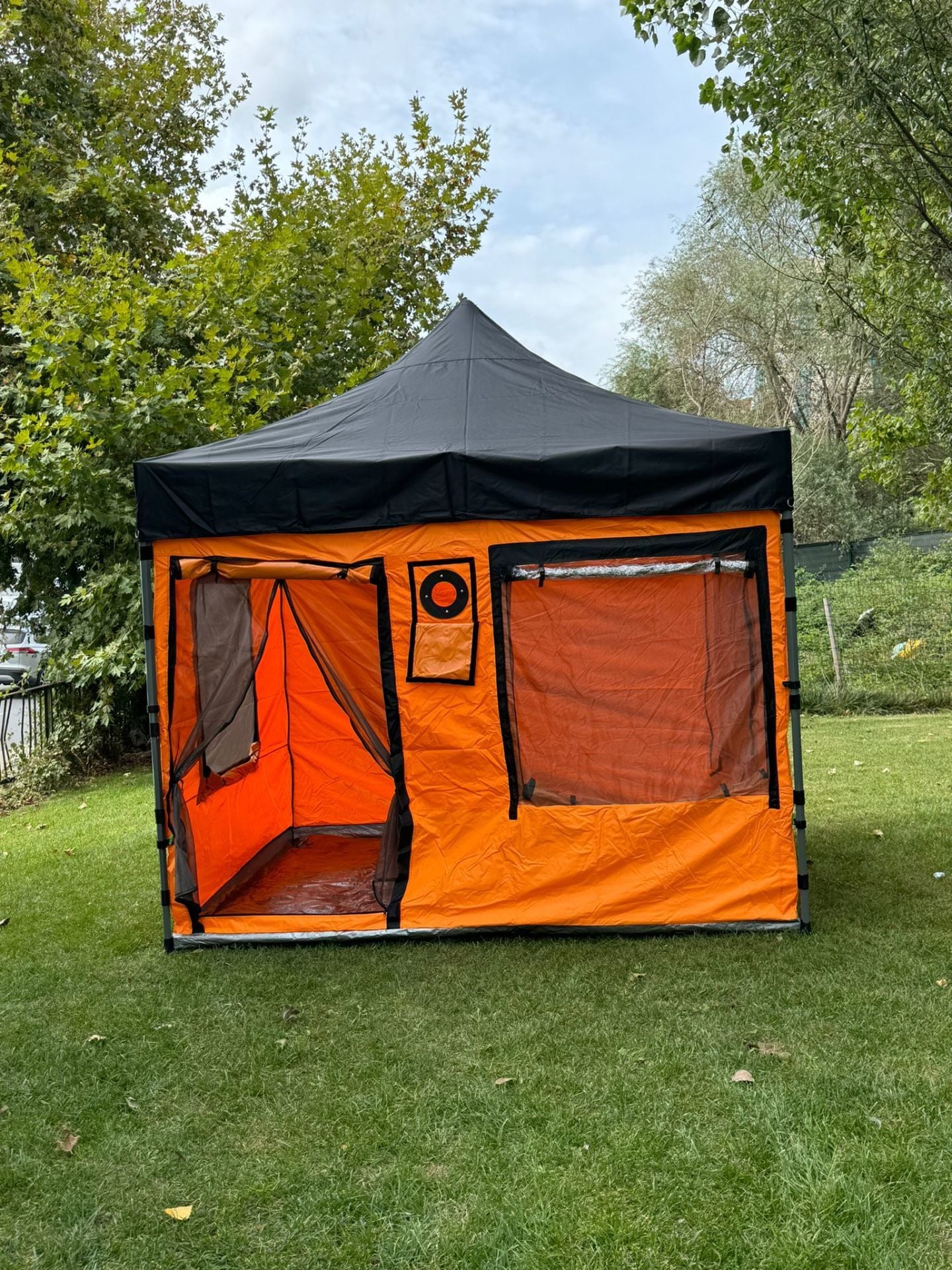 CLK 3x3 30mm Katlanır Portatif Gazebo Kamp Çadır Turuncu Beyaz