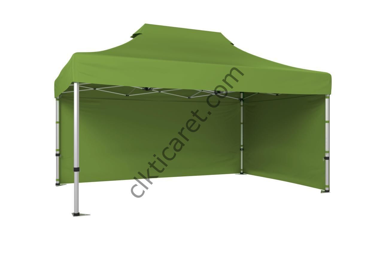 CLK 2,5x3,75 40 mm Katlanabilir Tente Gazebo Çadır Gazebo Çadır 2 Yan Kapalı Haki Askeri Yeşil