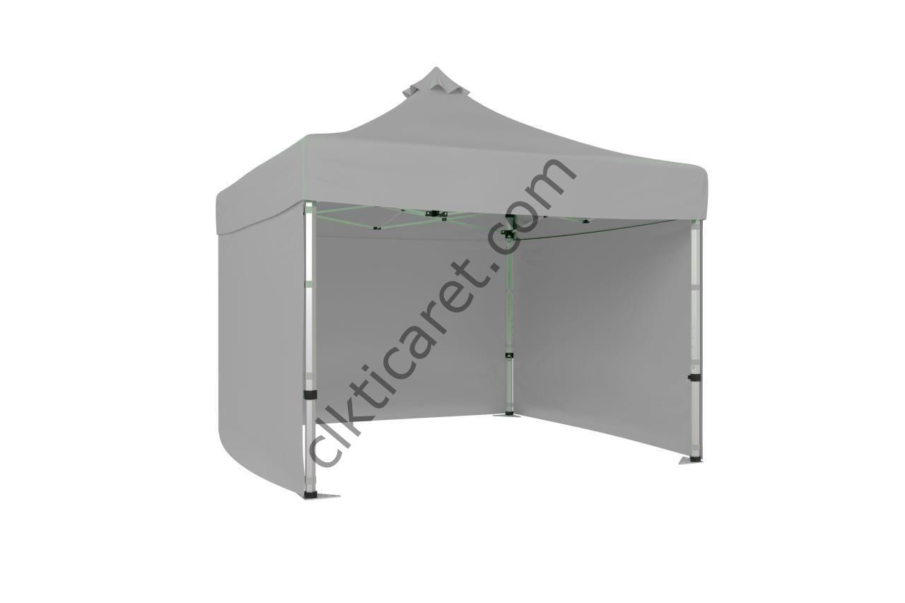 CLK 3x3 52mm Kalın Alüminyum Katlanabilir Tente Gazebo Çadır 3 Kenar Kapalı Açık Gri