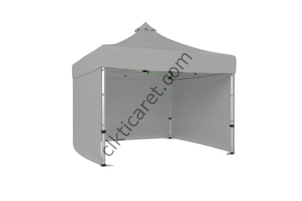 CLK 3x3 52mm Kalın Alüminyum Katlanabilir Tente Gazebo Çadır 3 Kenar Kapalı Açık Gri