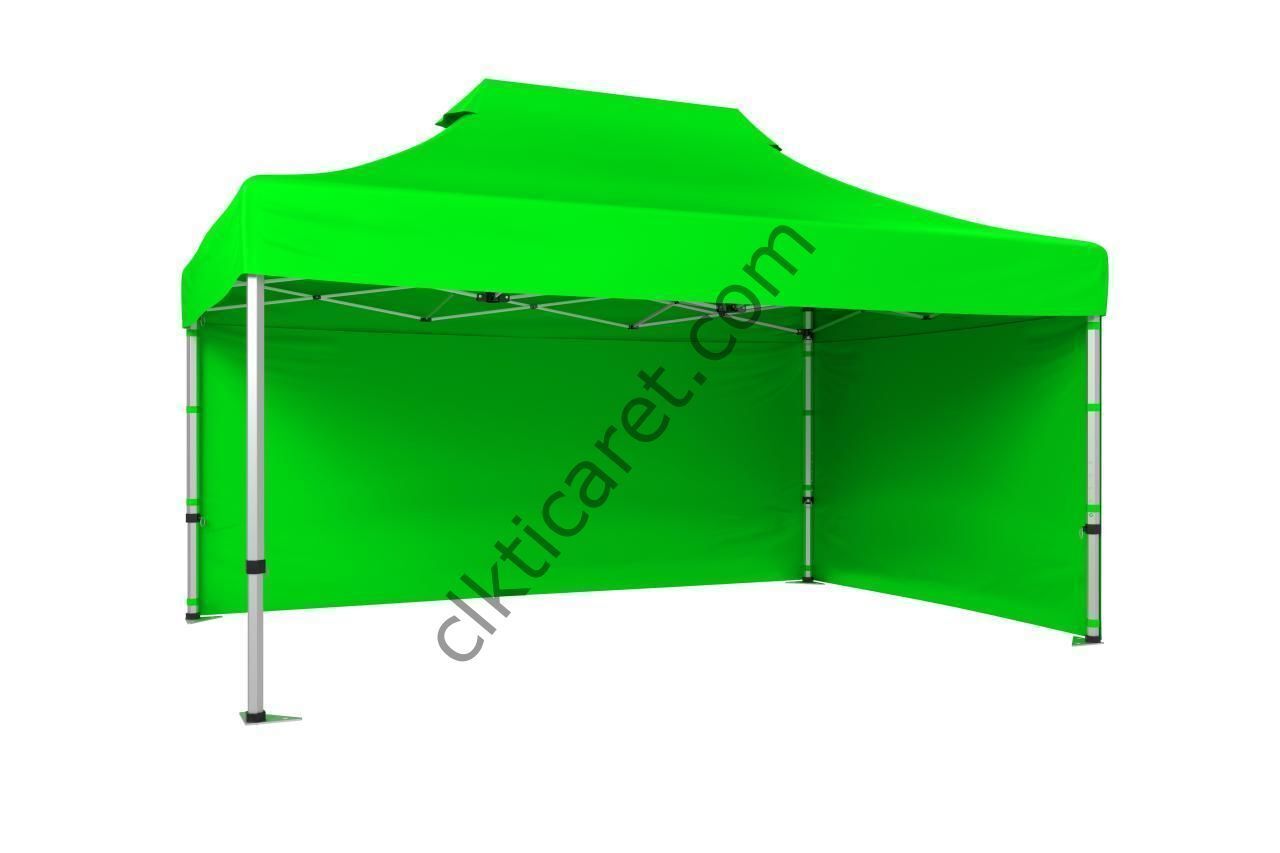 CLK 2,5x3,75 40 mm Katlanabilir Tente Gazebo Çadır Gazebo Çadır 2 Yan Kapalı Açık Yeşil