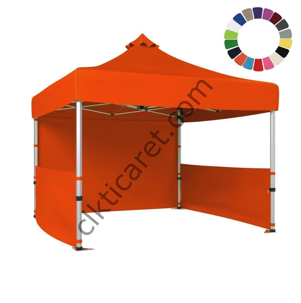 CLK 5x5 52mm Kalın Alüminyum Katlanabilir Tente Gazebo Çadır 2 Yarım Duvar 1 Tam Duvarlı Siyah