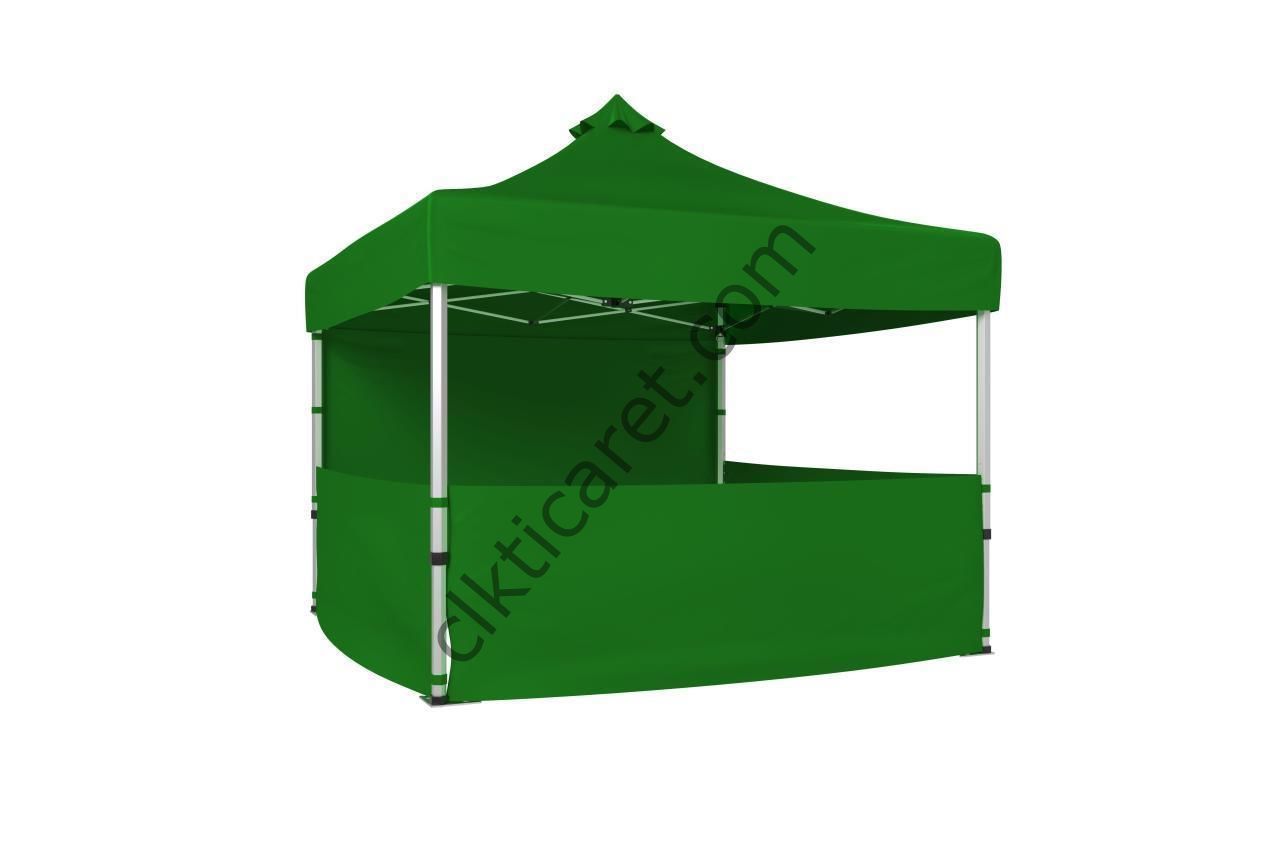 CLK 5x5 52mm Kalın Alüminyum Katlanabilir Tente Gazebo Çadır 4 Yan Kapalı 3 Yarım Duvarlı Çadır Benetton Yeşil