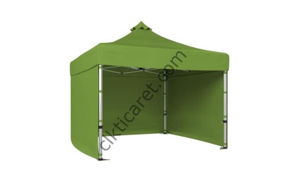 CLK 3x3 52mm Kalın Alüminyum Katlanabilir Tente Gazebo Çadır 3 Kenar Kapalı Haki Askeri Yeşil
