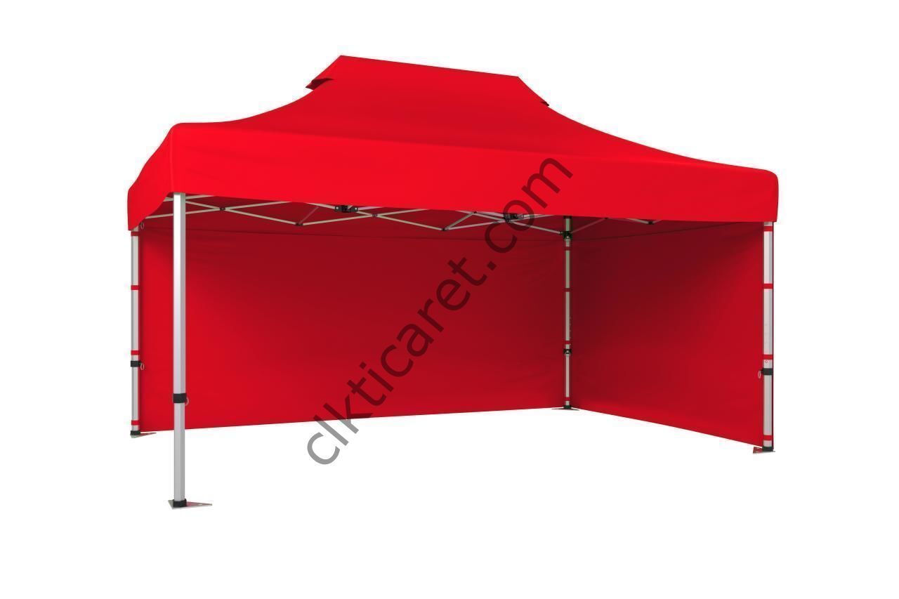 CLK 2,5x3,75 40 mm Katlanabilir Tente Gazebo Çadır Gazebo Çadır 2 Yan Kapalı Kırmızı