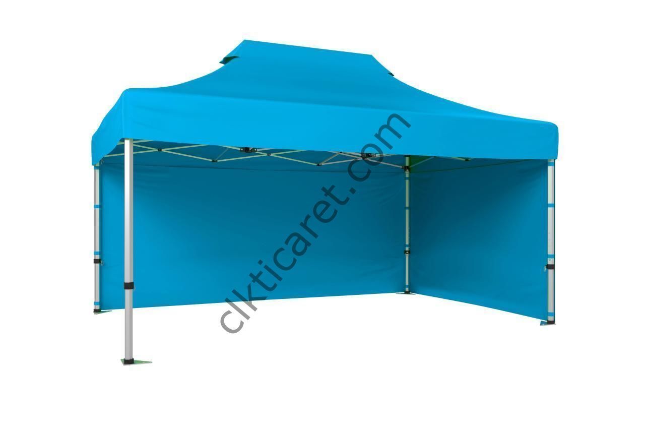 CLK 2,5x3,75 40 mm Katlanabilir Tente Gazebo Çadır Gazebo Çadır 2 Yan Kapalı Açık Mavi (Turkuaz)