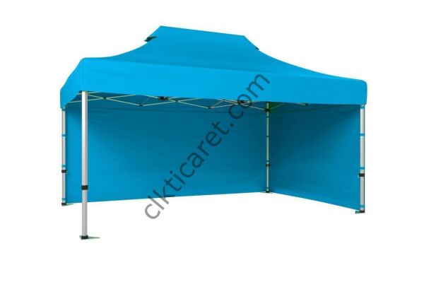 CLK 2,5x3,75 40 mm Katlanabilir Tente Gazebo Çadır Gazebo Çadır 2 Yan Kapalı Açık Mavi (Turkuaz)