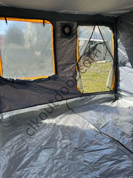 CLK 3x3 Metre 30mm Yeni Nesil 2 Kapı 4 Pencereli Gazebo Kamp Çadırı Portatif TENTELİ Model Gri Beyaz