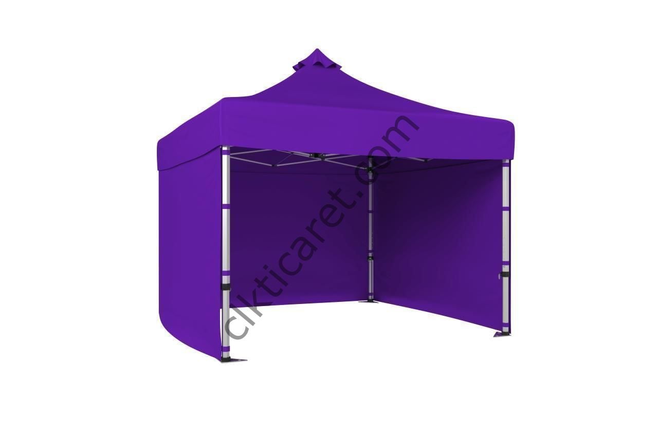 CLK 3x3 52mm Kalın Alüminyum Katlanabilir Tente Gazebo Çadır 3 Kenar Kapalı Mor