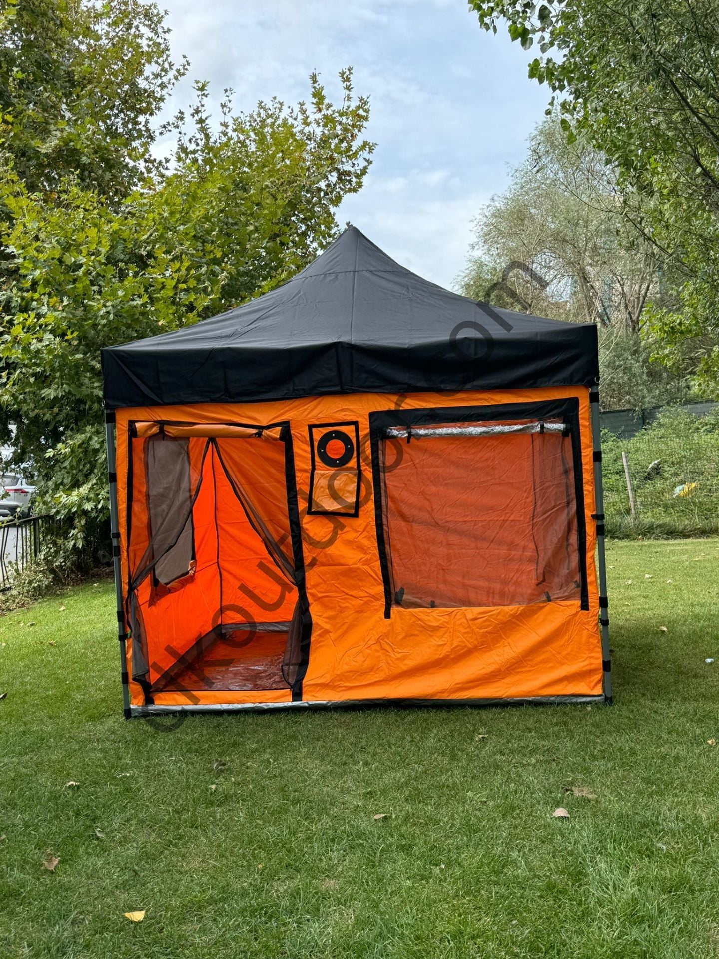 CLK 3x3 40mm Katlanır Gazebo Portatif Kamp Çadır Turuncu Kırmızı
