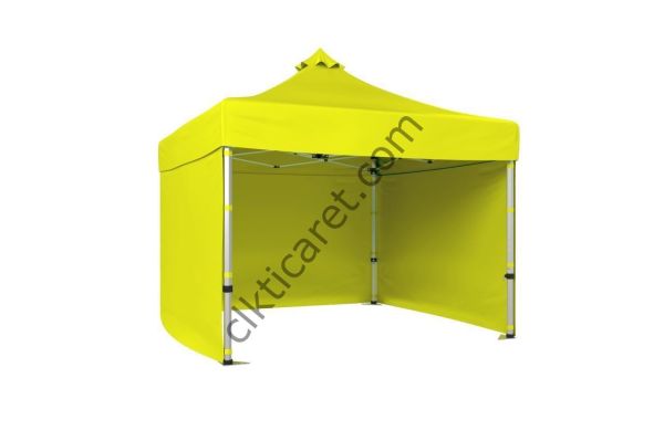 CLK 3x3 52mm Kalın Alüminyum Katlanabilir Tente Gazebo Çadır 3 Kenar Kapalı Sarı