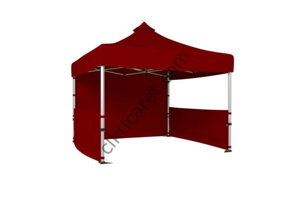 CLK 4x4 40 mm Katlanabilir Tente Gazebo Çadır Gazebo Çadır Çelik 1 Tam Duvar 2 Yarım Duvar Bordo