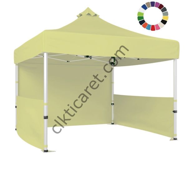 CLK 4x4 40 mm Katlanabilir Tente Gazebo Çadır Gazebo Çadır Çelik 1 Tam Duvar 2 Yarım Duvar Krem