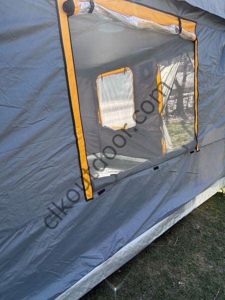 CLK 3x3 Metre 30mm Yeni Nesil 2 Kapı 4 Pencereli Gazebo Kamp Çadırı Portatif TENTELİ Model Gri Kamuflaj Desen