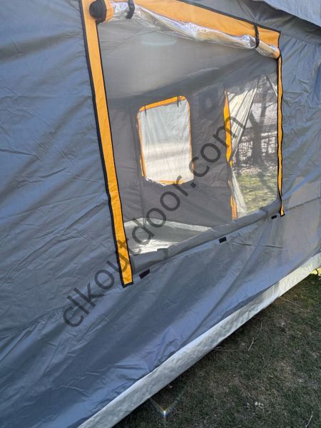 CLK 3x3 Metre 30 mm Profil Yeni Nesil 2 Kapı 4 Sineklikli  Portatif Katlanır Portatif Gazebo Kamp Çadır Gri Siyah