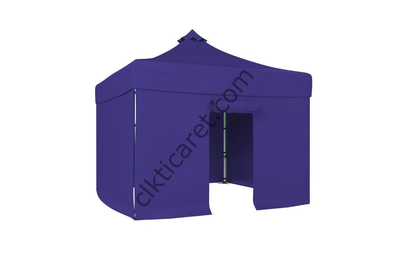 CLK 5x5 52mm Kalın Alüminyum Katlanabilir Tente Gazebo Çadır 3 Kenar Kapalı 1 Kapılı Lacivert