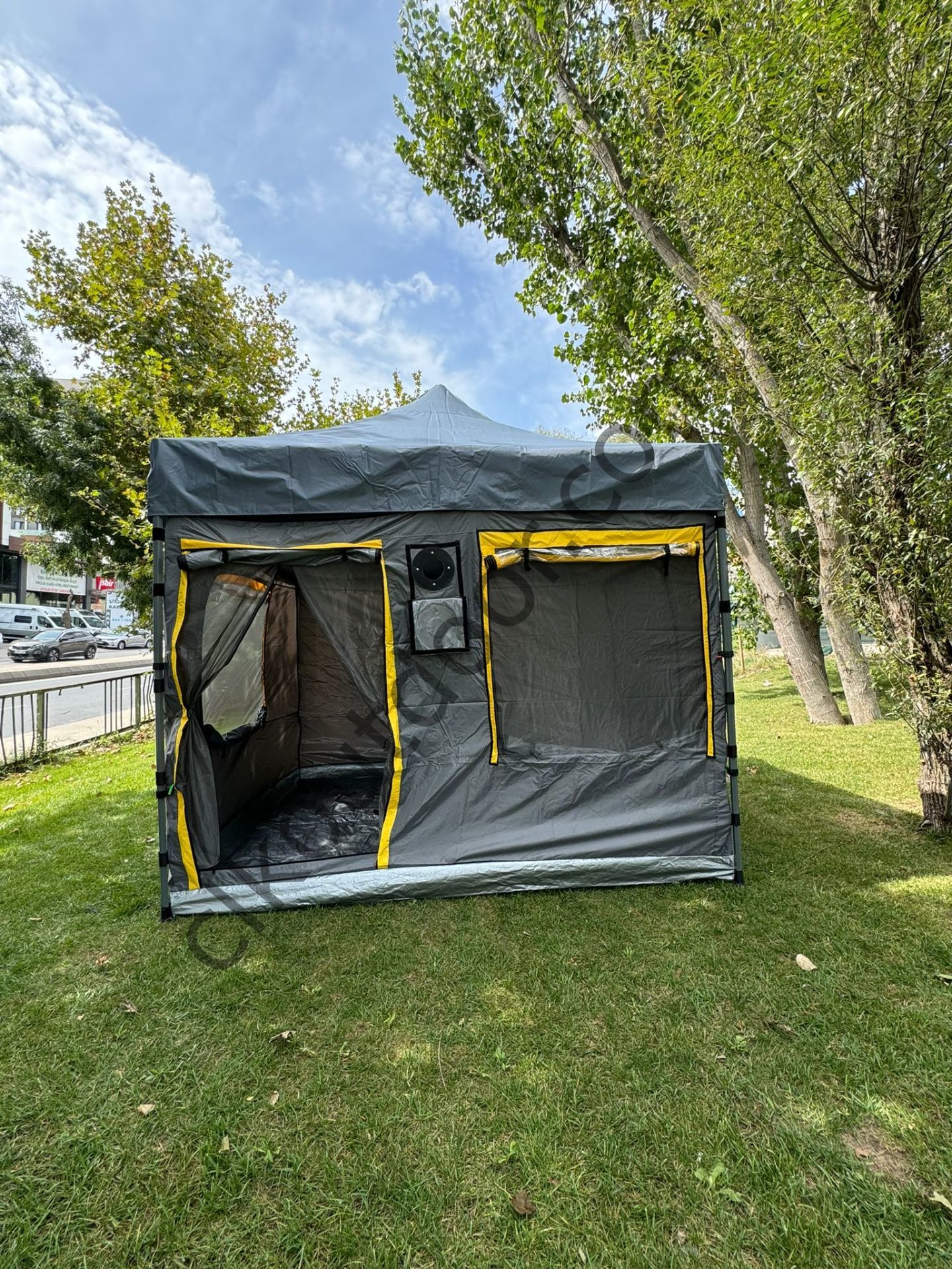 CLK 3x3 40 mm Profil Katlanır Gazebo Portatif  Kamp Çadır Antrasit Gri Haki Askeri Yeşil