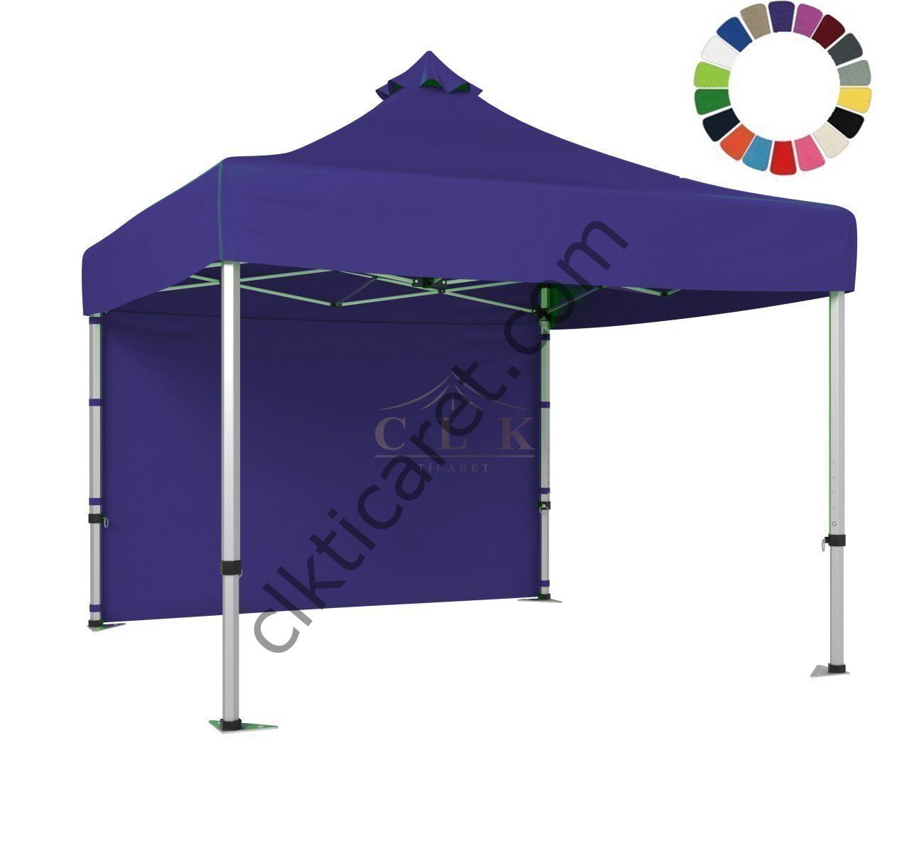 CLK 3x3 52mm Kalın Alüminyum Katlanabilir Tente Gazebo Çadır 1 Kenar Kapalı Beyaz