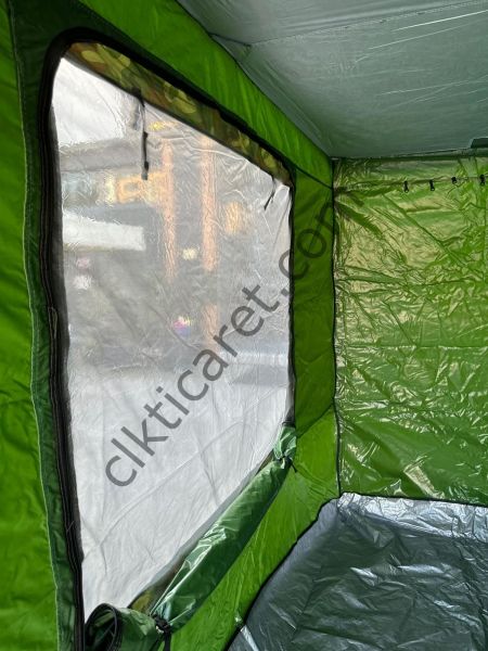 CLK 3x3 40 mm Profil Katlanır Gazebo Portatif Kamp Çadır Haki Yeşil Kamuflaj Detay Açık Mavi (Turkuaz)