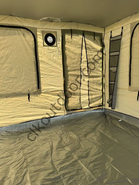 CLK 3x3 Metre 30 mm Profil Yeni Nesil 2 Kapı 4 Sineklikli  Portatif Katlanır Portatif Gazebo Kamp Çadır Krem Saks Mavi