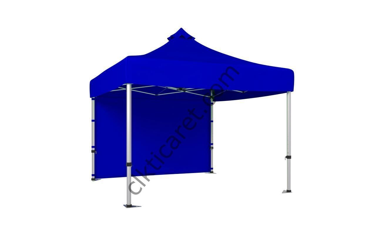 CLK 3x3 52mm Kalın Alüminyum Katlanabilir Tente Gazebo Çadır 1 Kenar Kapalı Saks Mavi