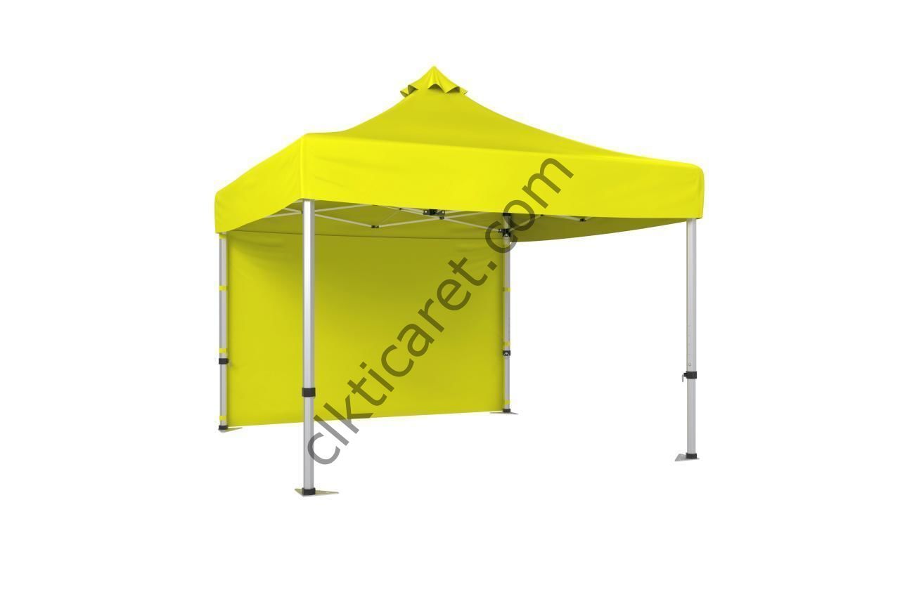 CLK 3x3 52mm Kalın Alüminyum Katlanabilir Tente Gazebo Çadır 1 Kenar Kapalı Sarı