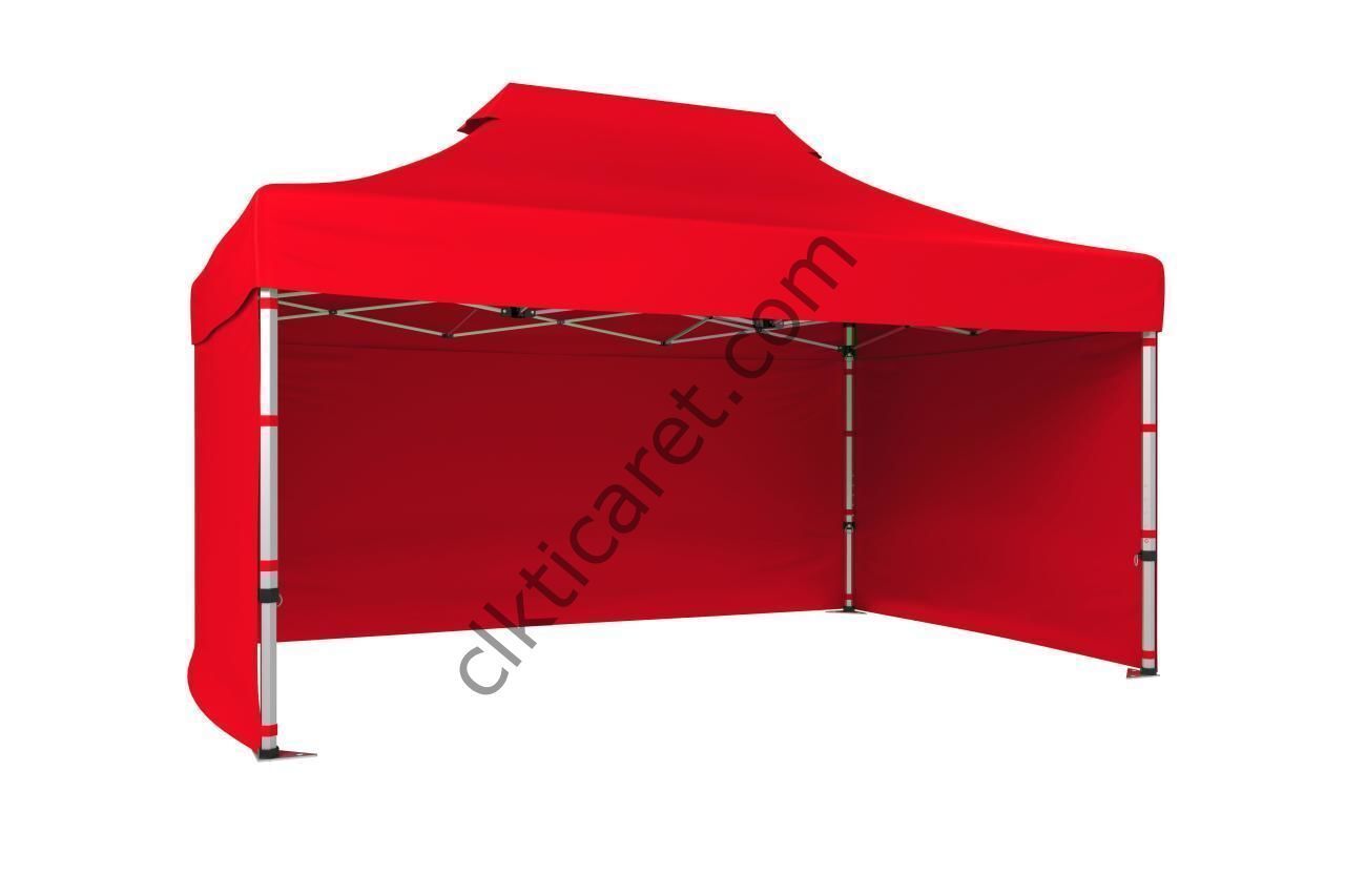 CLK 2,5x3,75 40 mm Katlanabilir Tente Gazebo Çadır Gazebo Çadır 3 Yan Kapalı Kırmızı