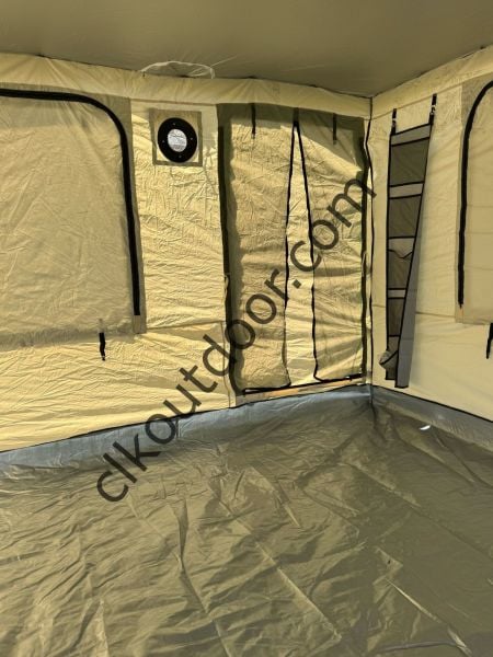 CLK 3x3 mt 40 mm Yeni Nesil 2 Kapı 4 Pencere Gazebo Portatif Kamp Çadırı Krem Siyah
