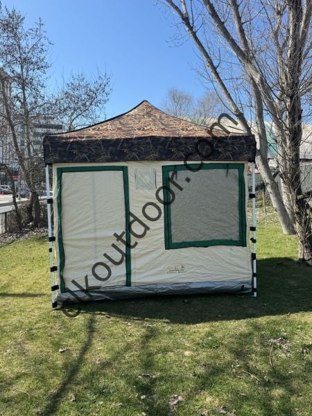 CLK 3x3 mt 40 mm Yeni Nesil 2 Kapı 4 Pencere Gazebo Portatif Kamp Çadırı Krem Saks Mavi