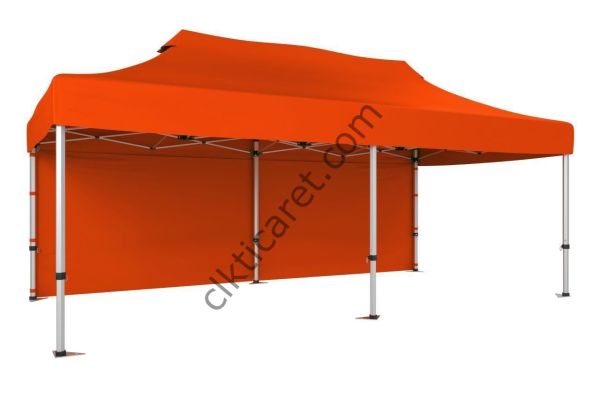 CLK 3x6 40mm Alüminyum Katlanabilir Tente Gazebo Çadır Arkası Kapalı Turuncu
