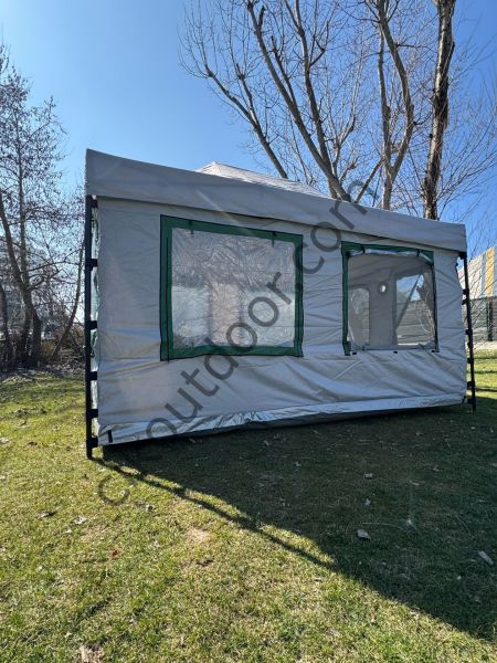 CLK 3x4,5 mt 40 mm İskelet Gazebo Portatif Kamp ve Karavan Çadırı Katlanabilir Tente Gri Beyaz