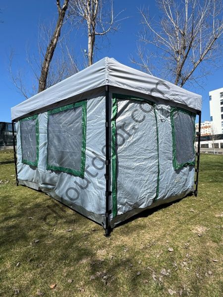 CLK 3x4,5 mt 40 mm İskelet Gazebo Portatif Kamp ve Karavan Çadırı Katlanabilir Tente Gri Beyaz